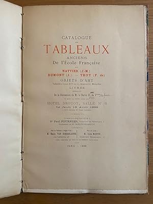 Catalogue des tableaux anciens de l'École Française par NATTIER (J.-M.), DUMONT (J.), TROY (F. de...