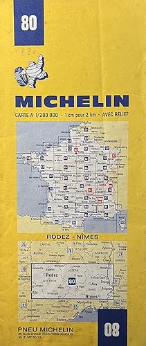 C1980s Michelin Map No. 80 Rodez-Nimes