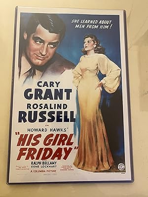 His Girl Friday 11" x 17" Poster in Hard Plastic Sleeve, Cary Grant, Nice!