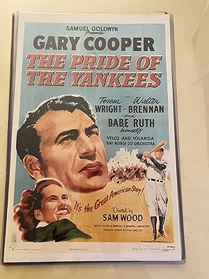 The Pride of the Yankees 11" x 17" Poster in Hard Plastic Sleeve, Gary Cooper, Nice!!