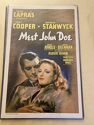 Meet John Doe 11" x 17" Poster in Hard Plastic Sleeve, Gary Cooper, Nice!!