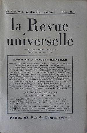 La revue universelle. Tome 64 N° 23. Numéro spécial d'hommage à Jacques Bainville. 1er mars 1936.