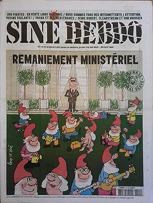 Siné Hebdo N° 42. Couverture par Siné et Loup : Remaniement ministériel. DVD pirates : en vente l...
