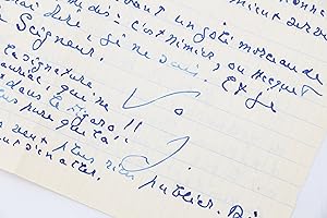 Lettre autographe datée et signée adressée à son ami Roger Nimier évoquant le talent Paul Morand ...