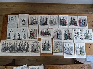 Lot de 150 Gravures de Mode Bourgeoise XIXe Siècle essentiellement féminine, tirées des Volumes J...