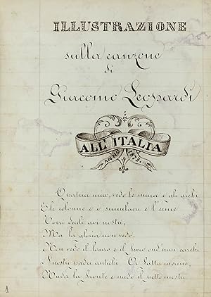 Saggi letterari anonimi: "Illustrazione sulla canzone di Giacomo Leopardi All'Italia anno 1873". ...