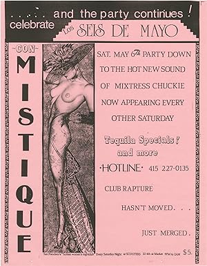 And the party continues! celebrate Los Seis de Mayo con Mistique (Original flyer for the 1989 LGB...