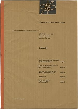 Bulletin de la Cinémathèque suisse, November 1956, Number 7