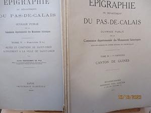 Généalogie - Epigraphie du Pas-de-Calais - Histoire - 10 ouvrages- T. III - 5 è Fascicule - Canto...
