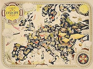 1946 Original French Travel Poster - Carte d'Europe, edition Jacques Petit (Illustrated Map)