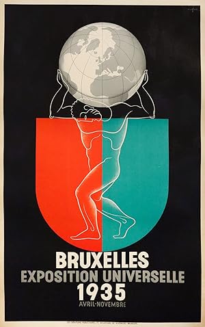 1935 Brussels International Exposition Poster (French, Linen-backed)