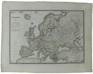EUROPA. Carta geografica del 1832: incisione su rame, acquerellata: