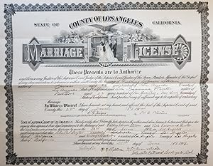 Original Marriage License for the Marriage of Fielding Johnson Stilson and Viola Rosamund Winter,...