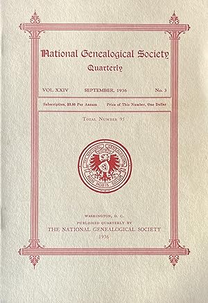 National Genealogical Society Quarterly Vol. XXIV, No. 3, September 1936