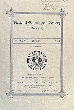 National Genealogical Society Quarterly Vol. XXXIV, No. 2, June 1946
