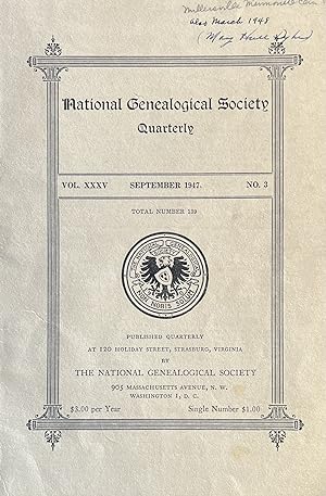 National Genealogical Society Quarterly Vol. XXXV, No. 3, September 1947