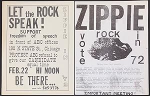 Let the Rock Speak! Support freedom of speech [together with] Zippie: Vote Rock in 72 [two handbi...