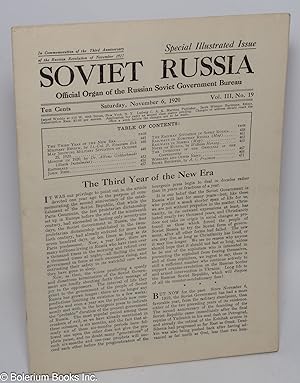 Soviet Russia, official organ of the Russian Soviet Government Bureau. Vol. 3, no. 19, November 6...