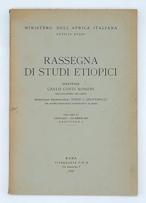 Rassegna di studi etiopici : Volume VI : Gennaio- Dicembre 1947