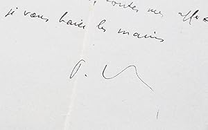 Lettre autographe datée et signée adressée à un confrère écrivain à propos de l'envoi de son dern...