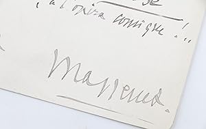 Billet autographe signé adressé à André Dupuis