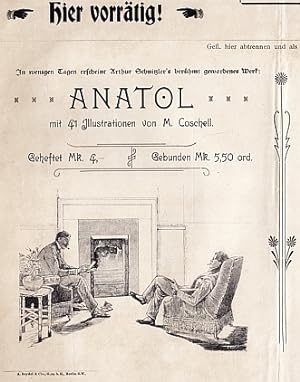 Anatol. Mit 41 Illustrationen von M. Coschell. Berlin, S. Fischer Verlag. (Publisher's Bookshop P...