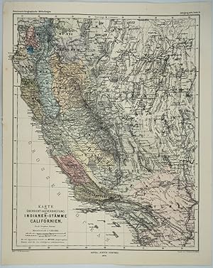Karte zur Ubersicht der Verbreitung der Indianer-Stamme in Californien, map