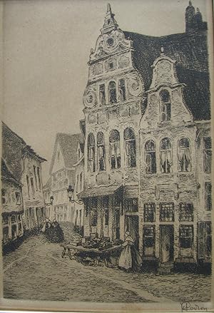 A Street in Belgium - Original Etching