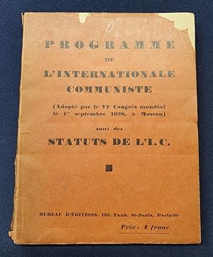 Programme de l'internationale communiste ( adopté par le VIe congrés mondial le 1er septembre 192...