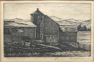 Silhouette of Barns - Original Etching