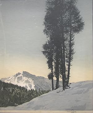 "Mountain Conifers in Winter" - Original Etching