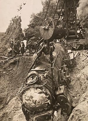 Photograph of a derailed train