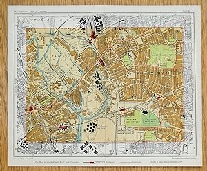 Antique Map WEST HAM, STRATFORD, BOW, BROMLEY London street plan c1925