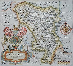 Antique Map DERBYSHIRE, SAXTON & HOLE, Camden original hand coloured 1637