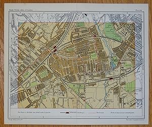 Antique Map MERTON, SOUTH WIMBLEDON, Lower Tooting, London street plan, c1925