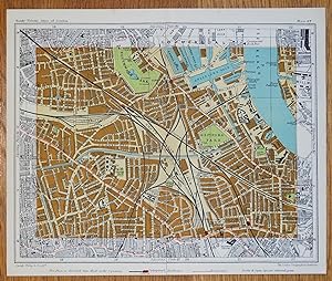 Antique Map DEPTFORD PECKHAM ROTHERHITHE Surrey Quays London street plan c1925
