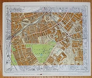 Antique Map CLAPHAM, BATTERSEA, BRIXTON, London street plan c1925