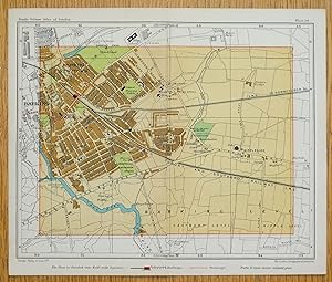 Antique Map BARKING, RIPPLESIDE, UPNEY, London street plan c1925