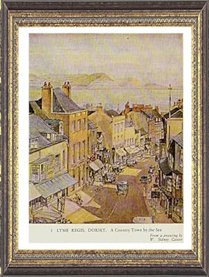 Lyme Regis in Dorset, England,Vintage Watercolor Print