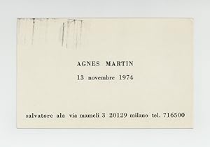 Exhibition postcard: Agnes Martin (opens 13 November 1974)