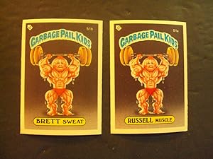 2 Garbage Pail Kids Cards UK Mini Version Series 1 2" X 3" Russell Muscle/Brett Sweat 51a/b