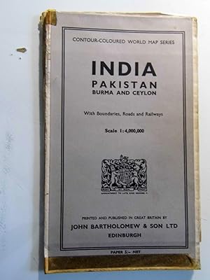 INDIA PAKISTAN BURMA AND CEYLON With Boundaries, Roads and Railways Scale 1: 4,000,000
