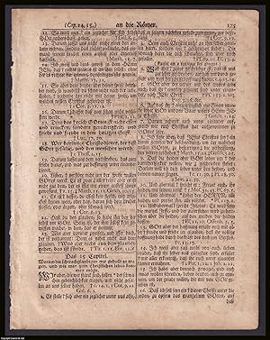 1763 Bible double sided leaf, 19.5 x 25 cms, in German language, by Christopher Saur jr., at Germ...