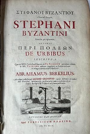 Classics, Old Greek, 1694 | Gentilia per epitomen, antehac De urbibus inscripta [.] Accedunt coll...