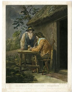 Antique Master Print-ALEHOUSE DOOR-DRINKING-PUB-PIPE SMOKING-Syer-Morland-1801