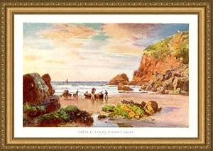 Grève au Lançon on the northwest coast of Jersey in the Channel Islands,Vintage Watercolor Print