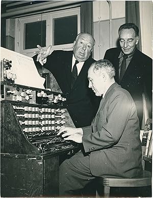 The Birds (Original photograph of Alfred Hitchcock and Oskar Sala on the set of the 1963 film)