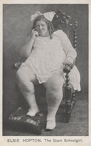 Elsie Hopton The Giant Schoolgirl Theatre Act Antique Postcard