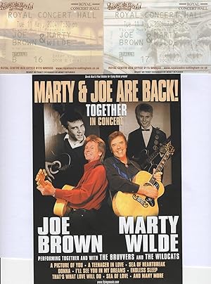 Marty Wilde Joe Brown Row B Nottingham 2004 2x Ticket s & Flyer