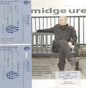 Midge Ure Ultravox Theatre Flyer & Concert 2x Live Tickets Bundle